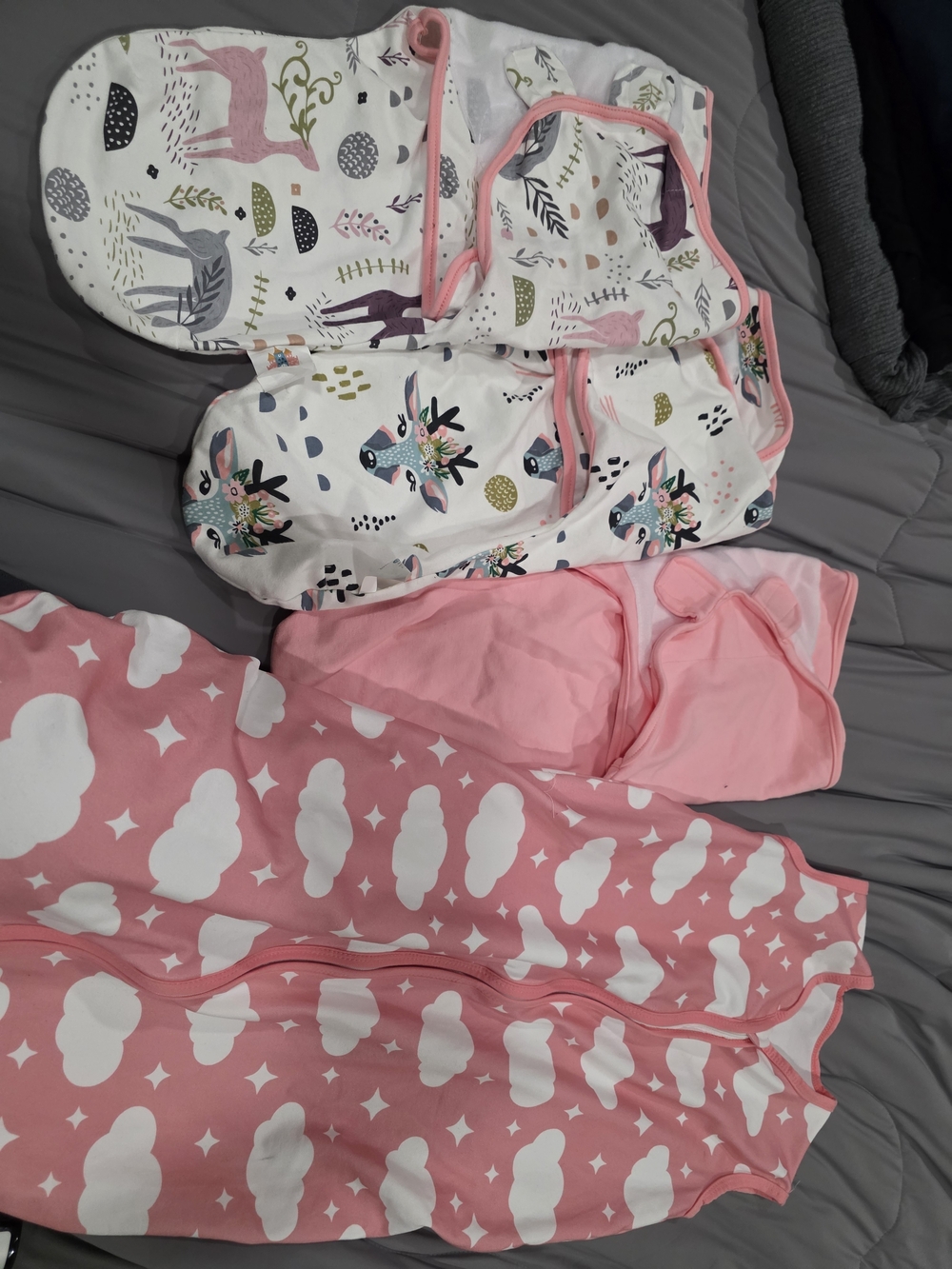 Pink Cloud & Animal Print Baby Swaddles and Sleep Sack Set